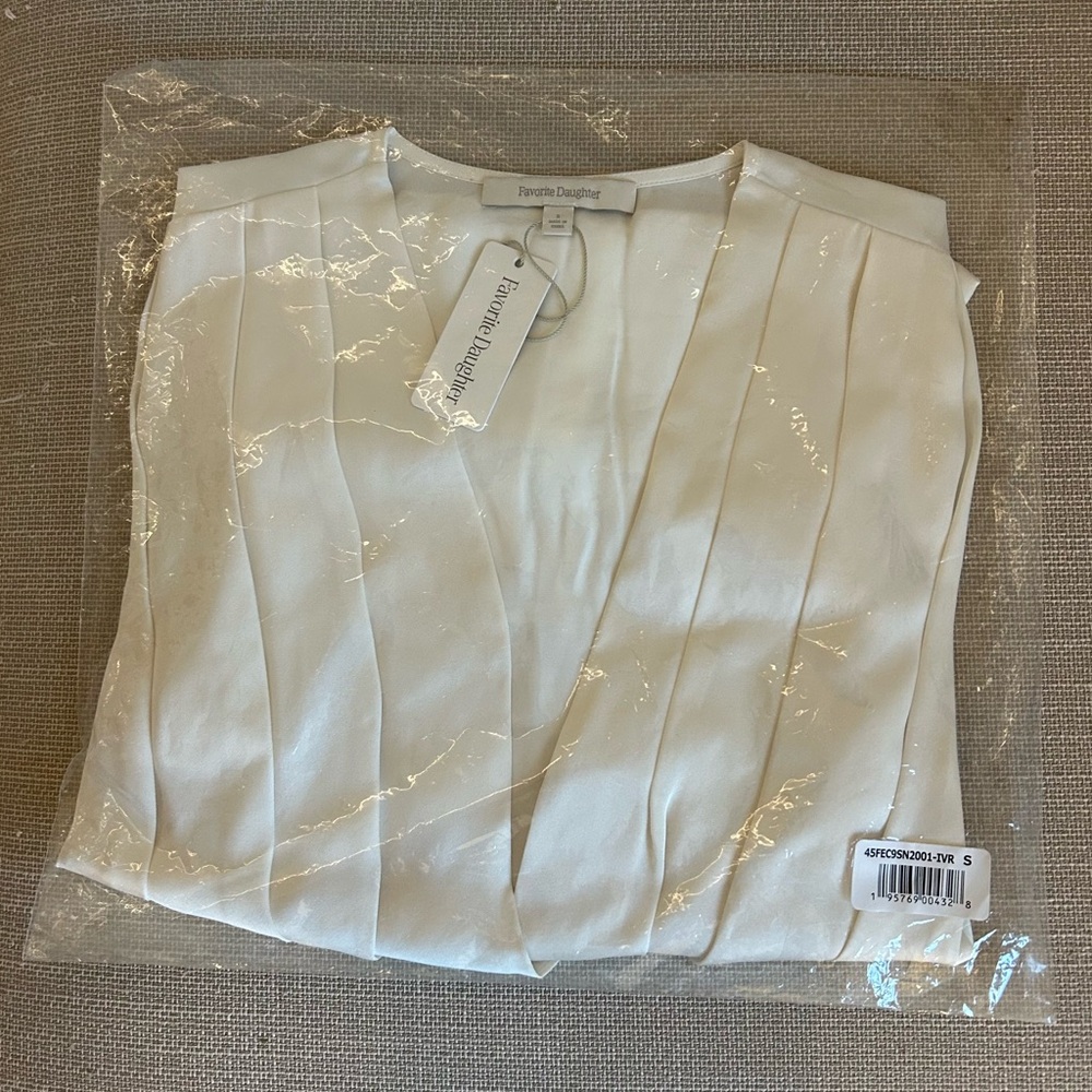 NWT Favorite Daughter The Date Blouse Satin Bodysuit White Off White - Picture 5 of 9